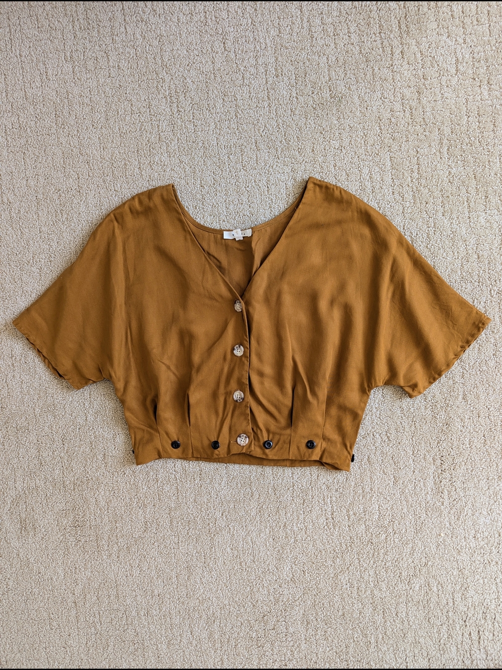 Button-Front Wide Leg Jumpsuit in Mustard - Picture 6 of 14